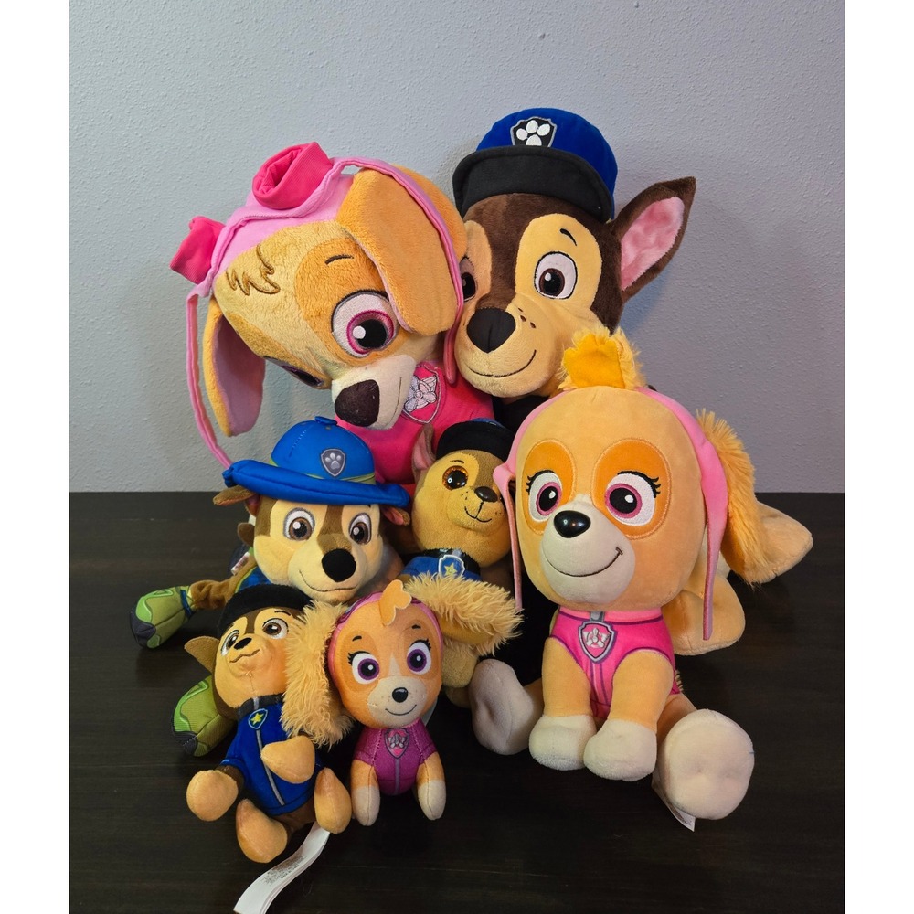 Paw Patrol Plush Lot 7 Chase Skye Stuffed Animals Nickelodeon Spin Master Toys
